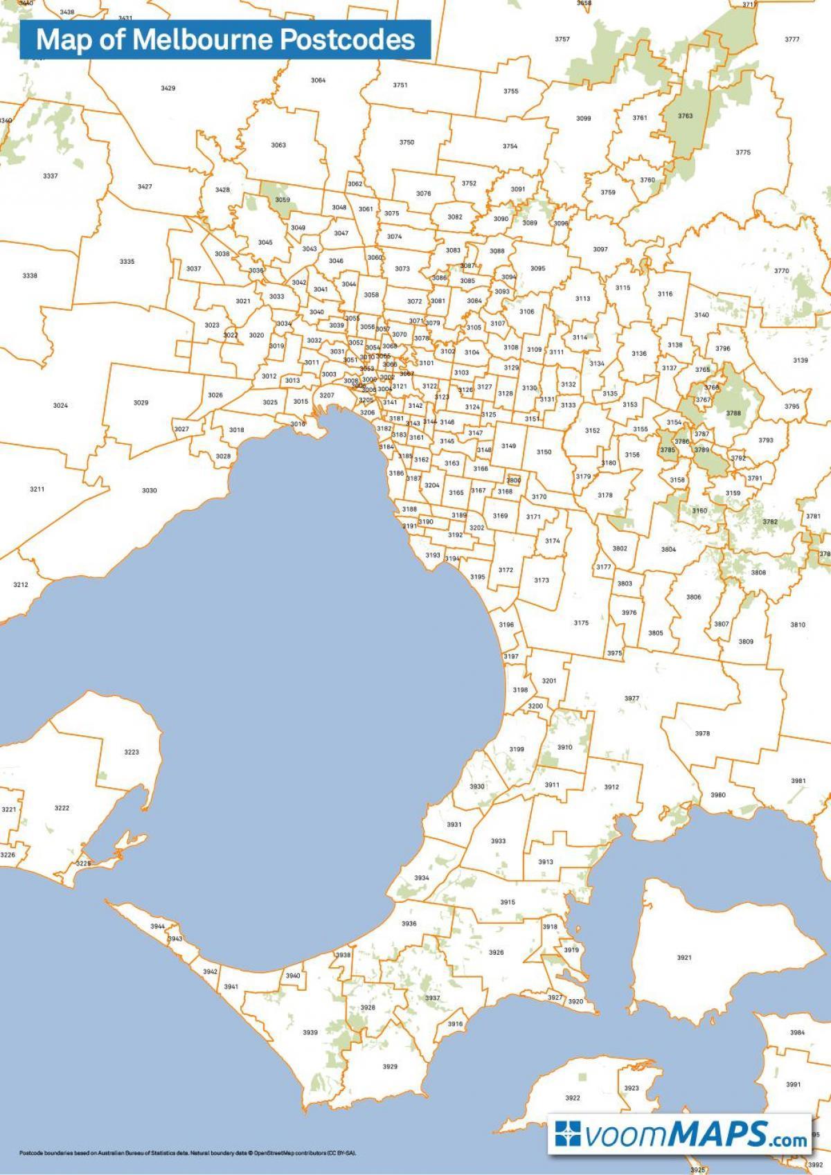 Карта почтовых индексов Мельбурна