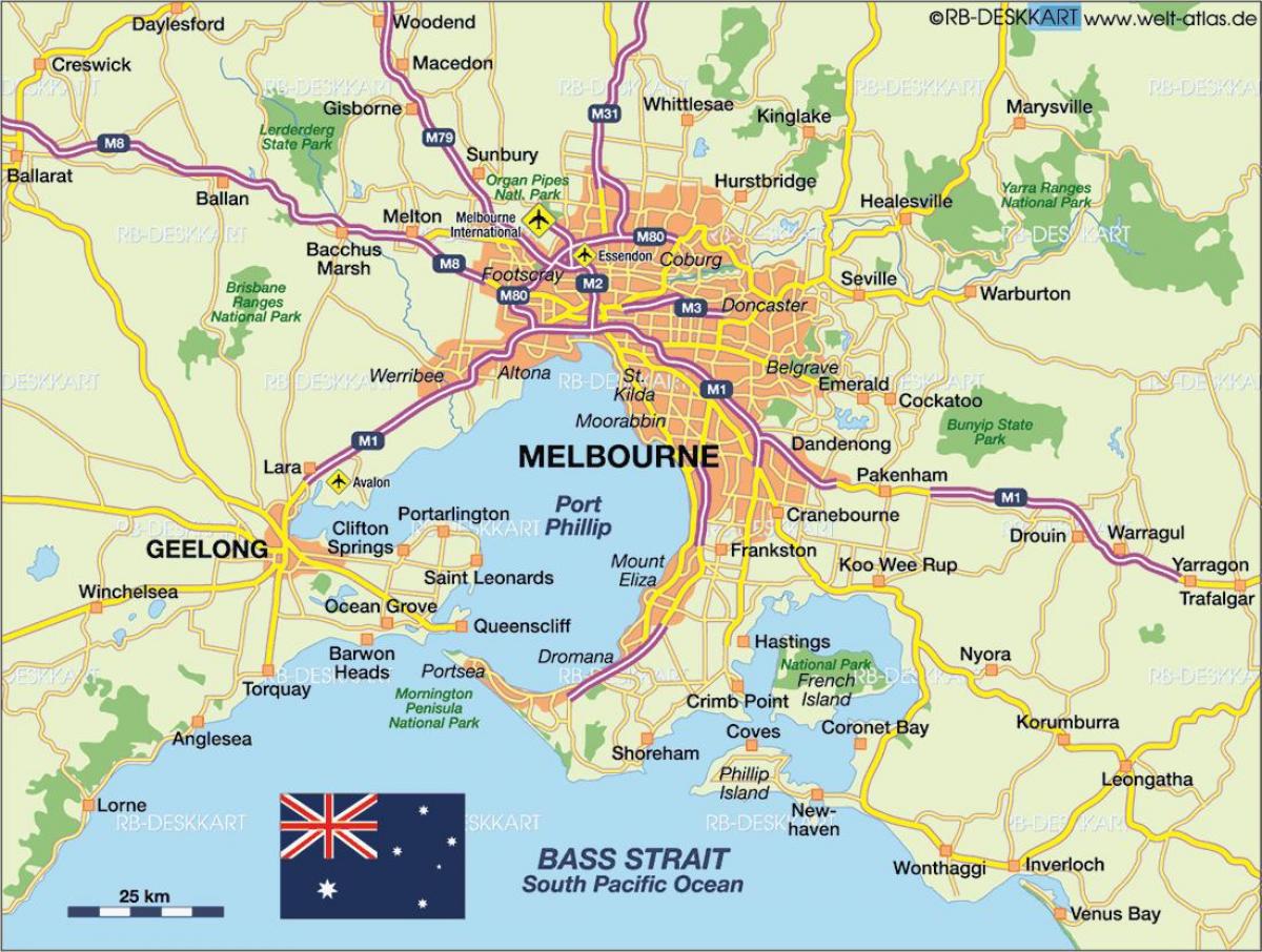 Карта аэропортов Мельбурна