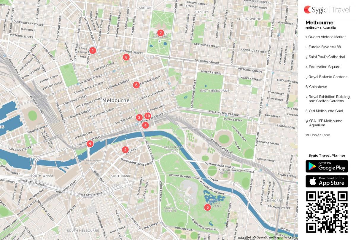 Карта достопримечательностей Мельбурна