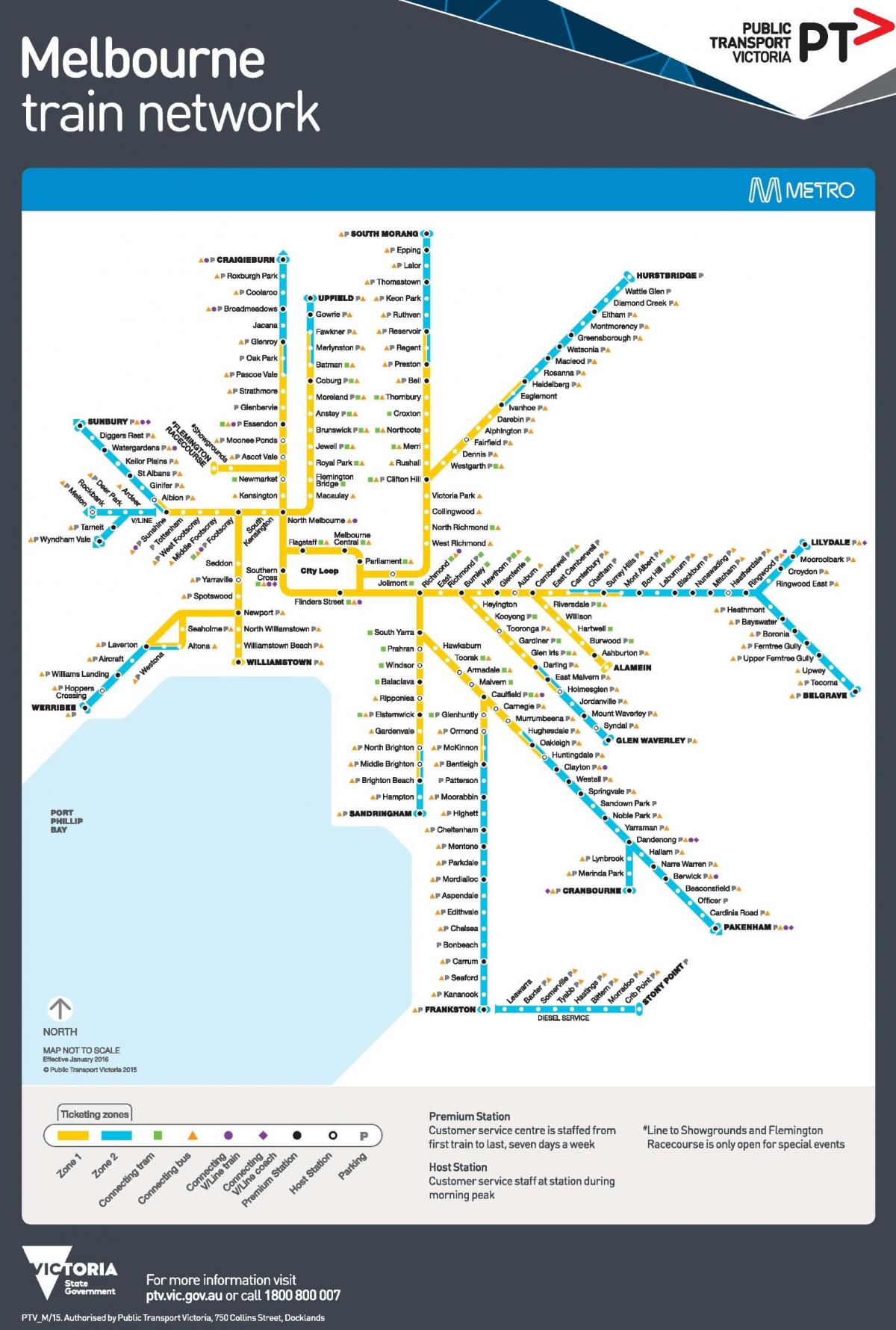 Карта станций метро Мельбурна