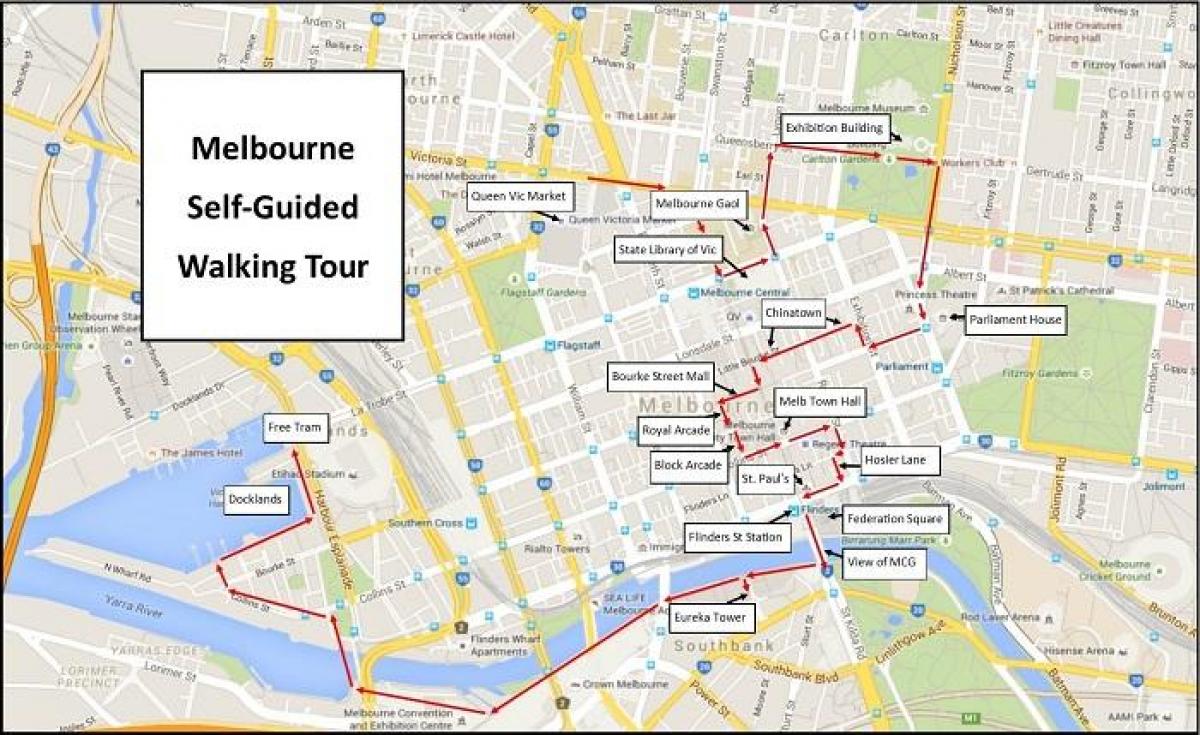 Карта пешеходных экскурсий по Мельбурну