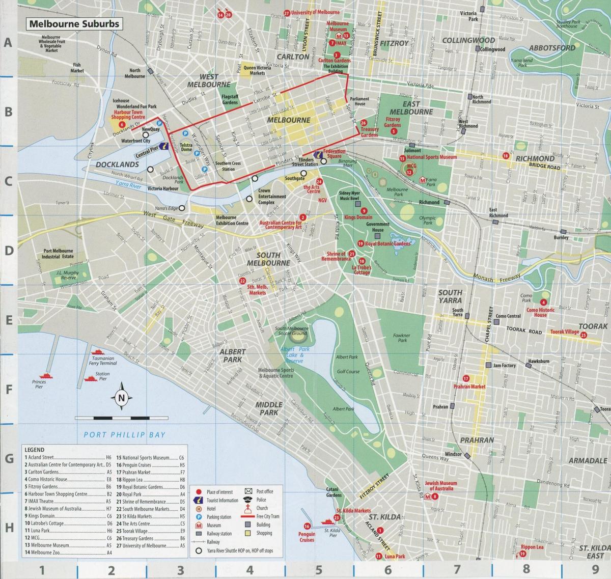 Карта районов Мельбурна